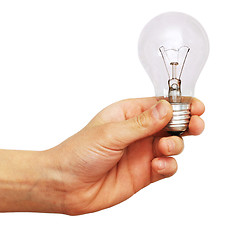 Image showing Hand holding a light bulb