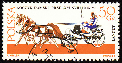 Image showing Chaise - old carriage on post stamp