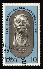 Image showing Postage stamp from GDR with Pierre de Coubertin