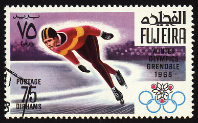 Image showing Postage stamp, Winter Olympic Games in Grenoble 1968