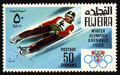 Image showing Postage stamp, Winter Olympic Games in Grenoble 1968