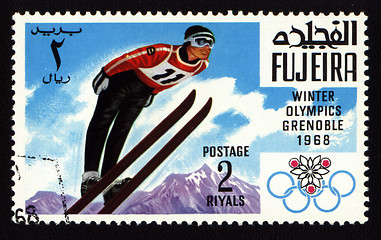 Image showing Postage stamp from Fujeira, Winter Olympic Games in Grenoble 1968