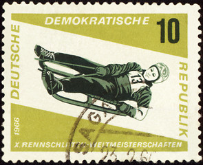 Image showing Descent to sledge on post stamp