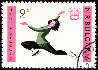 Image showing Figure skating on post stamp