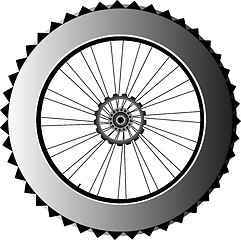 Image showing metal bike wheel with tire and spokes. vector