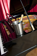 Image showing Champagne on Piano