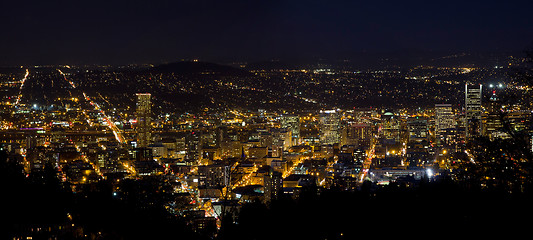 Image showing Portland Oregon Downtown Cityscape at Night