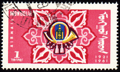 Image showing Post horn on stamp