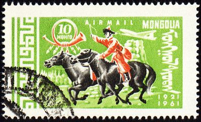 Image showing Post stamp with Mongolian horseman