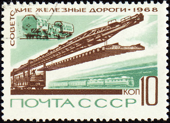 Image showing Rail road construction on post stamp