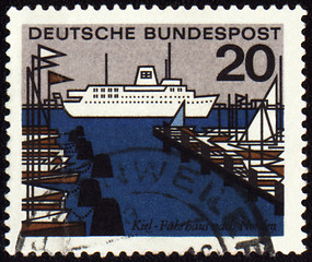 Image showing Harbor on German post stamp