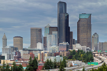 Image showing Seattle City Skyline at Rush Hour