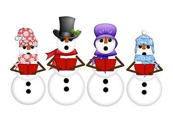 Image showing Snowman Carolers Singing Christmas Songs Illustration