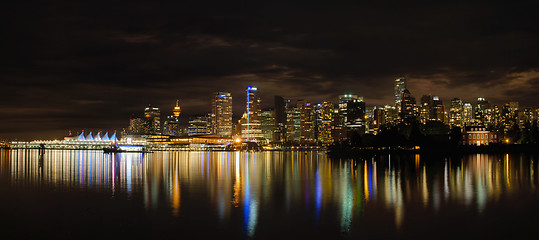 Image showing Vancouver BC Downtown Skyline at Night