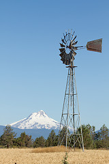 Image showing Windmill with Mount Jefferson in Central Oregon