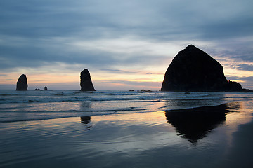 Image showing Haystack Rock on Cannon Beach Oregon