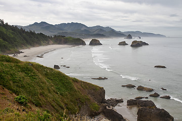 Image showing Crescent Bay at Cannon Beach Oregon Coast