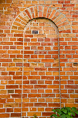 Image showing Background ancient red brick wall arch imitation 