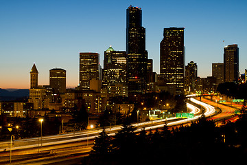 Image showing Seattle Downtown Skyline Evening View