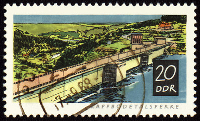 Image showing Rappbode dam on post stamp