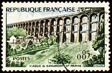 Image showing Viaduct in France on post stamp