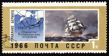 Image showing Discovery of Commander Islands on post stamp