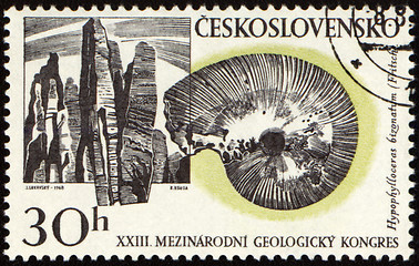 Image showing Mountains and fossil on post stamp