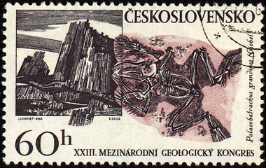 Image showing Mountains and fossil on post stamp