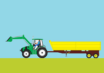 Image showing Green Tractor and Trailer