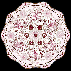 Image showing Floral pink round frame