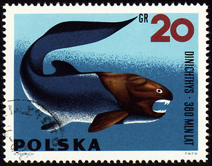 Image showing Prehistoric fish Dinichthys on post stamp