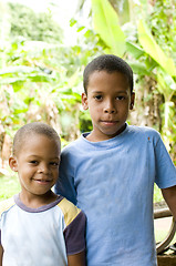 Image showing two children smiling portrait Corn Island Nicaragua