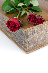 Image showing Red roses in a closed book