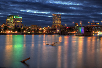 Image showing Morrison Bridge over Willamette River Portland Oregon