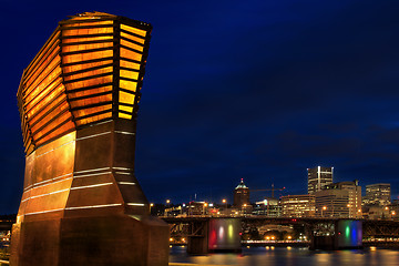 Image showing Portland Skyline View from Eastbank Esplanade