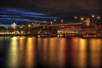 Image showing Burnside Bridge across Willamette River Portland Oregon