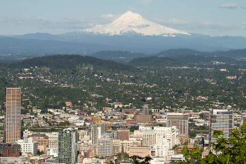 Image showing Portland Oregon Cityscape with Mount Hood