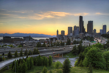Image showing Seattle Skyline at Sunset