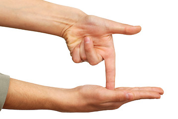 Image showing Hand pointing down