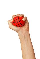 Image showing Hands squeezing ball toy