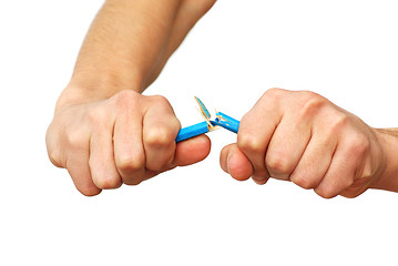 Image showing Hands breaking pencil