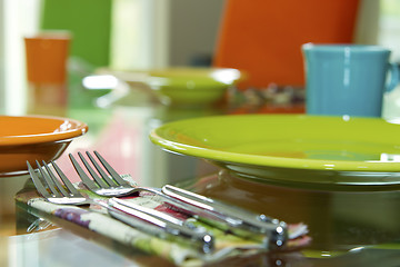 Image showing Closeup of Table Place Setting for Dinner Party