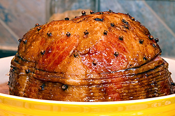 Image showing Glazed Cooked Smoked Spiral Cut Ham