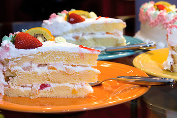 Image showing Happy Birthday Cake with Fresh and Canned Fruits