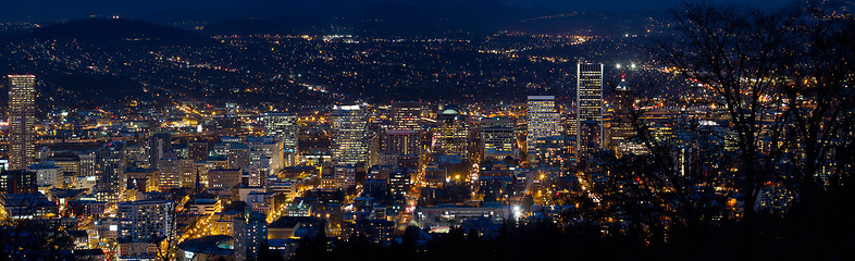 Image showing Portland Oregon Downtown Cityscape at Dusk