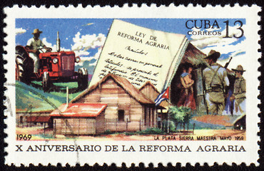 Image showing Scene from country life on post stamp