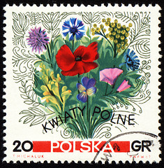 Image showing Bouquet of wildflowers on post stamp