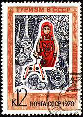 Image showing Russian souvenirs on post stamp