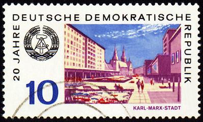 Image showing German city Karl-Marx-Stadt on post stamp