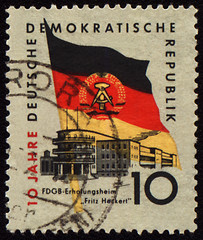 Image showing State flag of GDR (East Germany) on post stamp